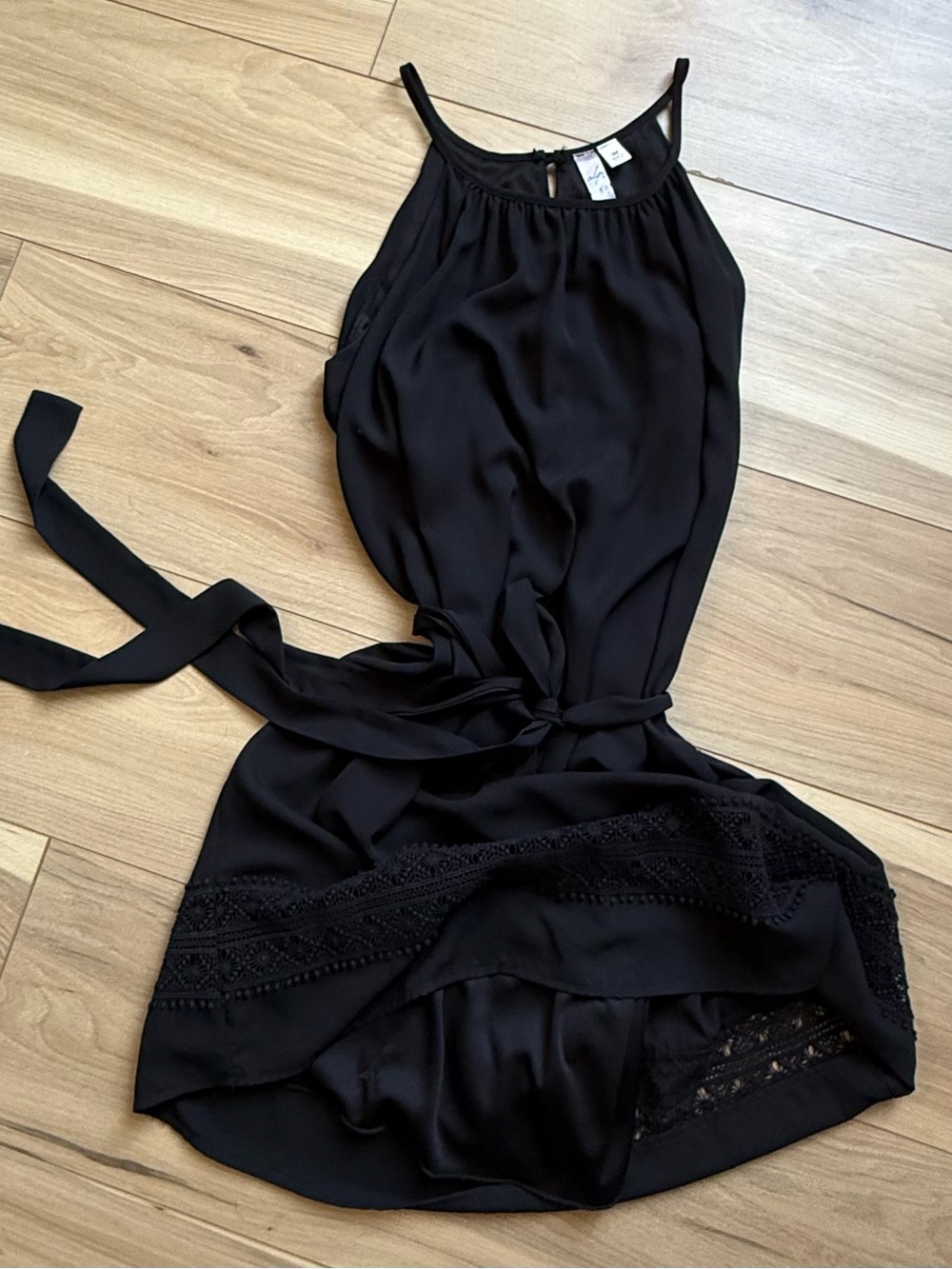 Alya Black Lace-Trim Dress